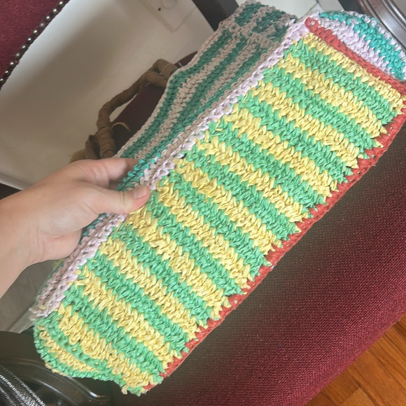 Anabaglish Raffia Boho Colorful Striped Tote Bag - Picture 6 of 10